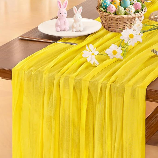 Cheesecloth Table Runner Summer Boho Wedding Birthday Party Home Decor | Yellow by Socomi
