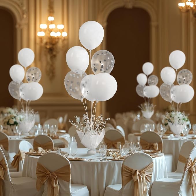 6 Set White Table Balloons Centerpiece - Image 4