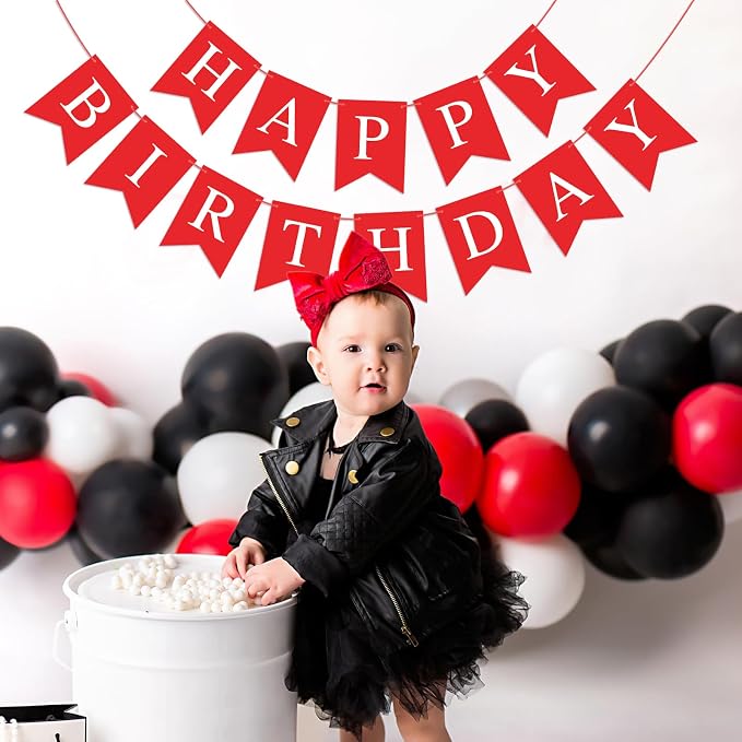 Hooqict Red Happy Birthday Banner Sign - Image 5