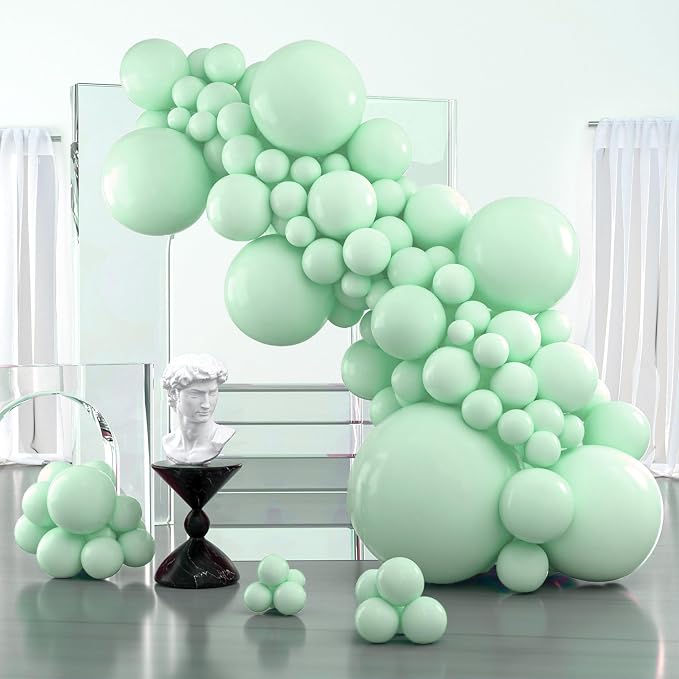 PartyWoo Light Green Balloons 127pcs Mint Pastel Peppermin Green Color | by PartyWoo