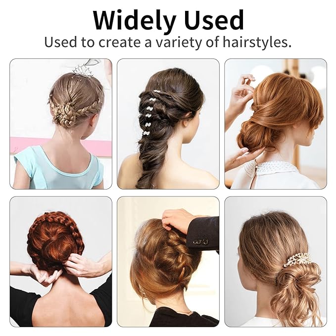 U-shaped Hair Pins, 200 Count for Women Lady Girls Bobby Pins French Historical Hair Pin Hair Styling Pins Hair Accessories (Black, 2.4 Inch)