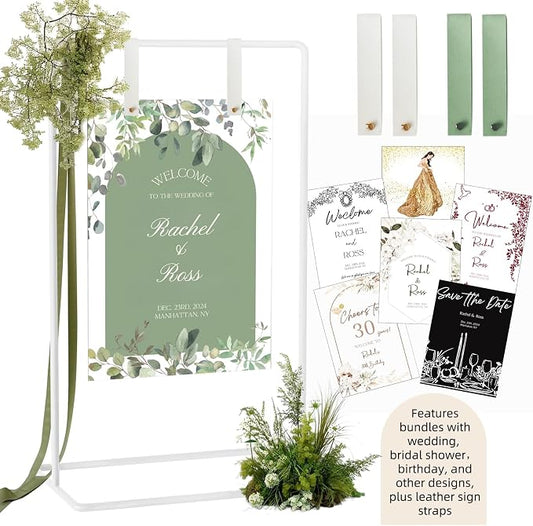 Wedding Sign Holder, Adjustable Welcome to Our Wedding Sign Stand W/Design by Furosa