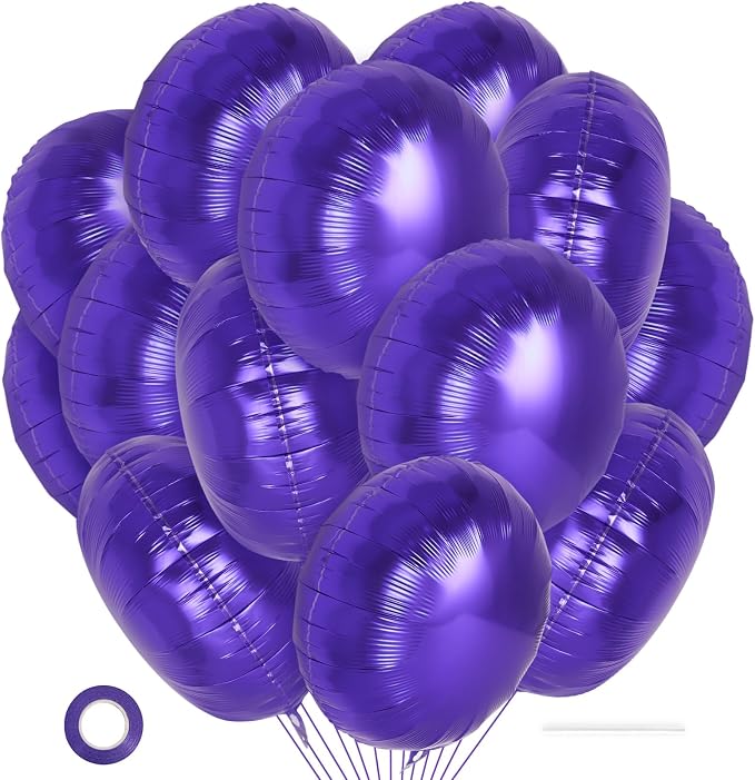 20 Pcs Purple Round Shaped Balloons, 18 Inch Round Foil Balloon, Giant Round by YOTHORN