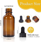 1 oz Dropper Bottle 48 Pack Amber Glass Boston Bottles 30ml with Eye Droppers Black Caps for Essential Oils, Perfume, Leak Proof Travel Bottles for Liquids