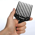 14MX Long-Tooth Comb/Afro Hair Lift Combs for Women's Curls and Men's Beards - Hand-Made, Hand-Crafted Beauty for Effortless Styling (black, 2 PACK)