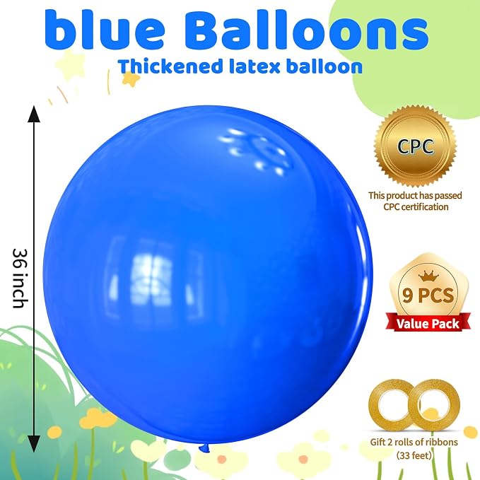 Dark Blue Balloons 9pcs 36 Inch Extra Large Big Jumbo Giant Matte Navy Blue - Image 2