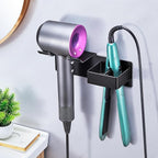 Hair Dryer Holder Wall Mounted, Hair Straightener Holder Metal, Adhesive Blow Dryer and Hair Straightener Holder, Bathroom Bedroom Hair Tool Organizer for Flat Iron,Curling Iron,Hairdryer