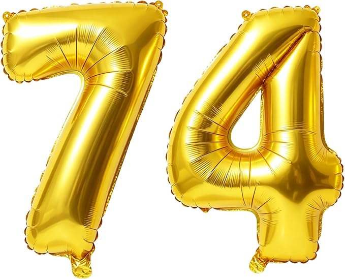 40 Inch Number 74 Balloons for 74th Birthday Party Decorations, 0-100 Gold by FOBELEC