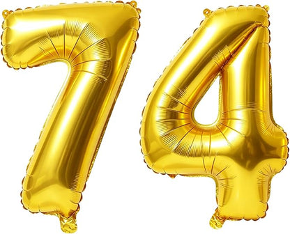 40 Inch Number 74 Balloons for 74th Birthday Party Decorations, 0-100 Gold by FOBELEC