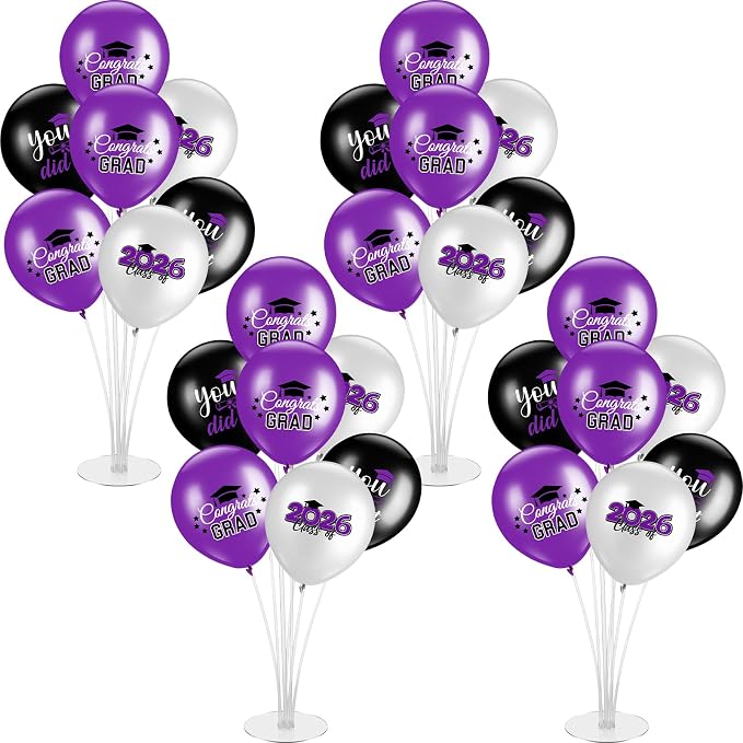 4 Set Graduation Party Balloon Stand Kits by Relaxgiant