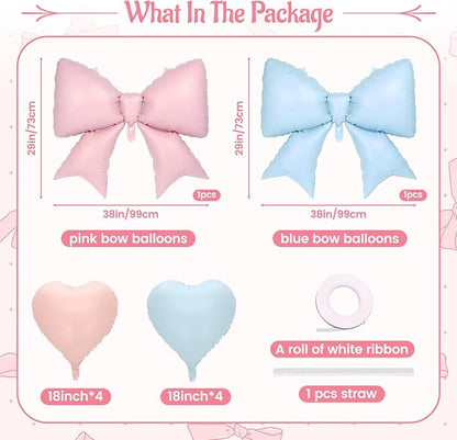 Pink Blue Bow Balloon Set​ - Image 2
