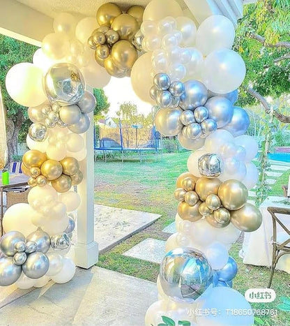 143 Pack Gold White Champagne and Pearl Balloons Garland & Arch Kit-Small and - Image 6