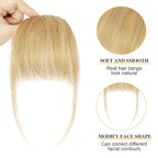 BOGSEA Clip in Bangs 100% Human Hair Bangs with Temples Bangs Hairpieces for Women Clip in Fake Bangs for Daily Wear (Light Blonde, Wispy Bangs)