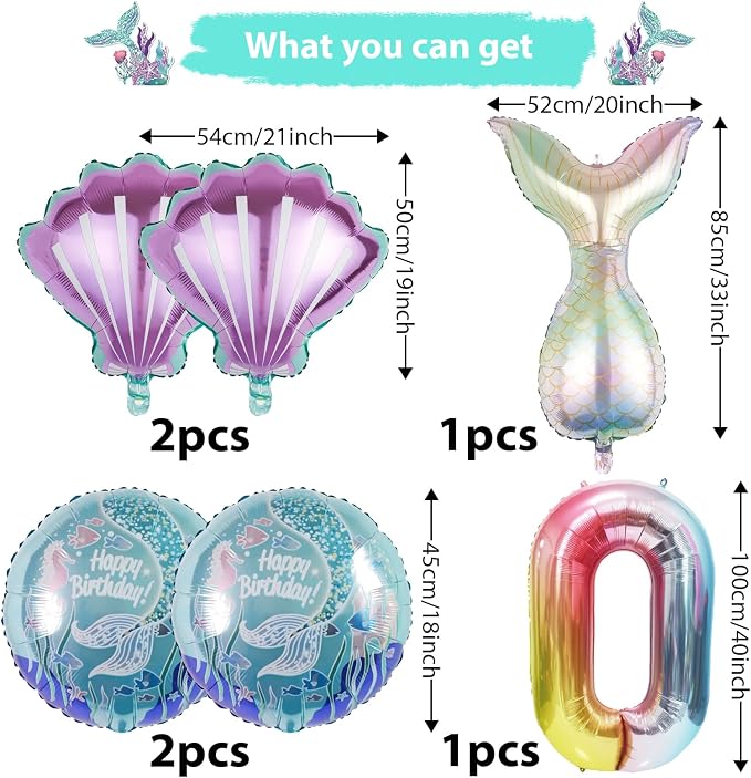 Mermaid Birthday Decorations Mermaid Balloons - Image 2