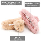 SEVEN LUCKY LIGHT Hair Clip, 7 Pcs 4.5" Fuzzy Claw Clips for Thick Hair, Cute Fuzzy Clip for Women Girls, Soft Hair Clips