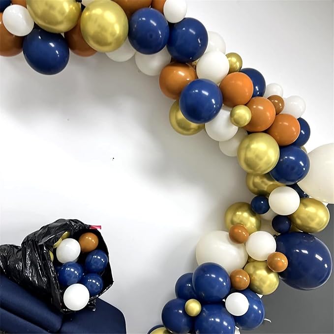 Isndare 35pc Navy Blue & Orange Balloons Set, Metallic Gold, Party Decorations - Image 6