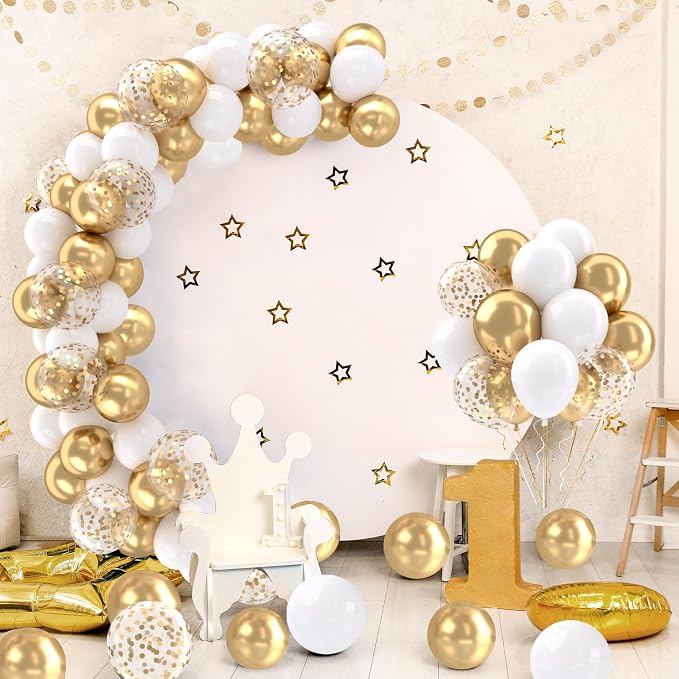 Patimate White and Gold Balloons Set - Image 2