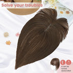 YAMI Hair Toppers for Women Real Human Hair Toppers for Women with Thinning Hair Topper with Bangs (Medium Brown)