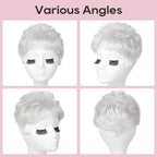 REECHO Hair Topper, Short Wiglet Hair Topper for Women with Thinning Large Coverage Synthetic Top Crown Hairpiece for Women - Silver White