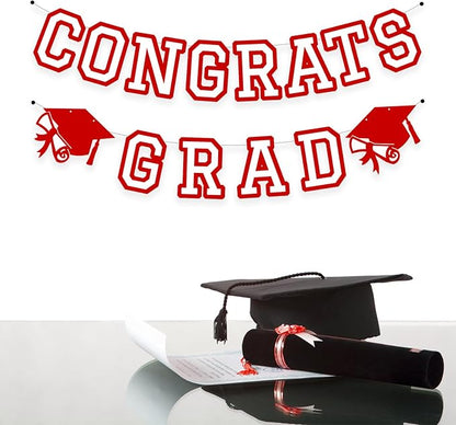 Congrats Grad Banner Graduation Party Banner Decoration Hanging Garland High - Image 3