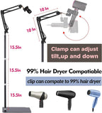Hair Dryer Stand Holder 360 Rotate Hair Dryer Holder Stand Floor，Adjustable Hands Free Blow Dryer Floor Stand , Blow Dryer Stand Hands Free Clip Suitable for 99% Hair (Black)