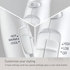 Panasonic Nanoe Salon Hair Dryer with Oscillating QuickDry Nozzle, Blow Dryer with Diffuser and Concentrator Attachments, 3 Speed Heat Settings for Easy Styling and Healthy Hair - EH-NA67-W (White)