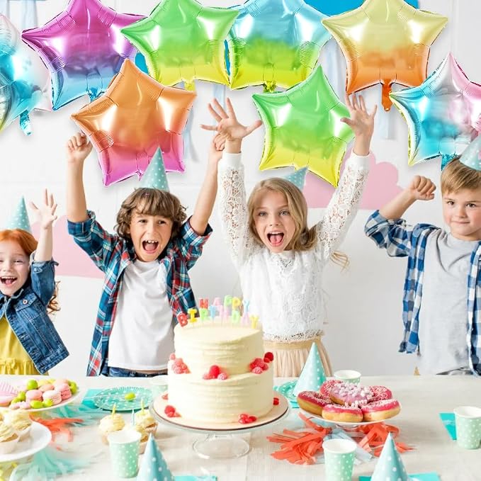 TONIFUL 30 Pcs Star Balloons 18 Inch Large Gradient Rainbow Foil Balloons | - Image 3