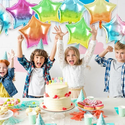 TONIFUL 30 Pcs Star Balloons 18 Inch Large Gradient Rainbow Foil Balloons | - Image 3