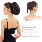 Ponytail Extension, Clip on Ponytails for Women, 9" Claw Clip in Short Curly Wavy Pony Hair Extension for Women - Darkest Brown