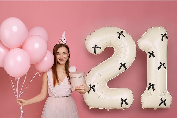 40 Inch Number Balloons with Bow Coquette Birthday Decorations Giant Number 1 - Image 7