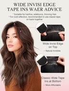 DOORES Invisi Edge Tape in Wide Hair Extensions Human Hair, Natural Black 4PCS Injection Tape ins 20g 24 Inch, Virgin Human 3 Inch Wide Injected Extensions Invisible