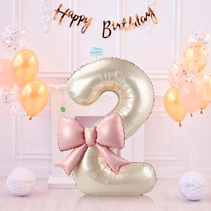 40 Inch Cream Number 2 Balloon - Image 7