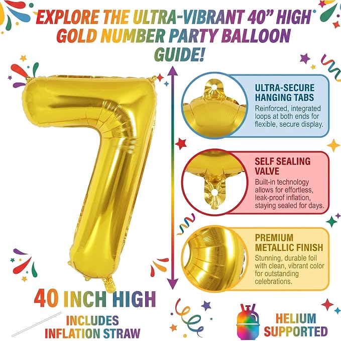 40 Inch Gold Number 17 Foil Balloon - Image 2