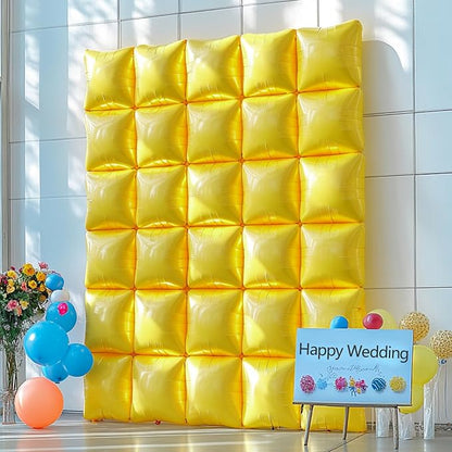 NISOCY 36PCS Pearl Yellow Square Foil Balloons Wall Backdrop | Double Sided - Image 7