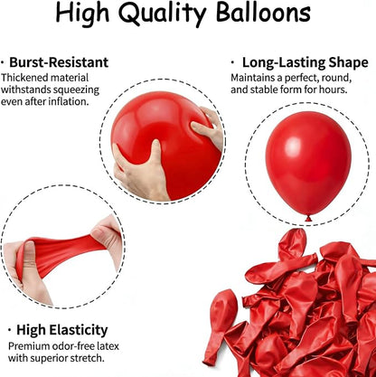 50pcs Red Balloons 12 Inch, Premium Vibrant Red Latex Balloons - Image 4