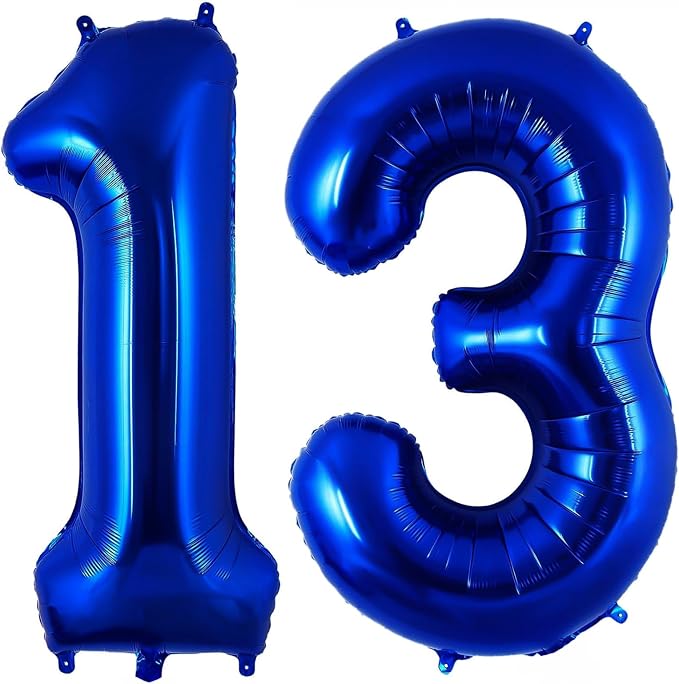 Navy Blue 13 Balloon Number, 40 Inch Number 13 Balloon Big Dark Blue Foil Mylar by BBPOOL