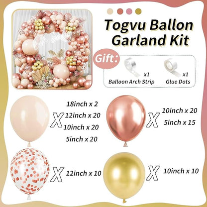 Blush Rose Gold Balloon Garland Arch Kit, 119 Pieces Peach Pink Gold Pastel - Image 3