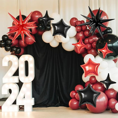 Red Black Star Balloons, 22/18/10 Inch Foil Balloons, Explosion Conee - Image 4