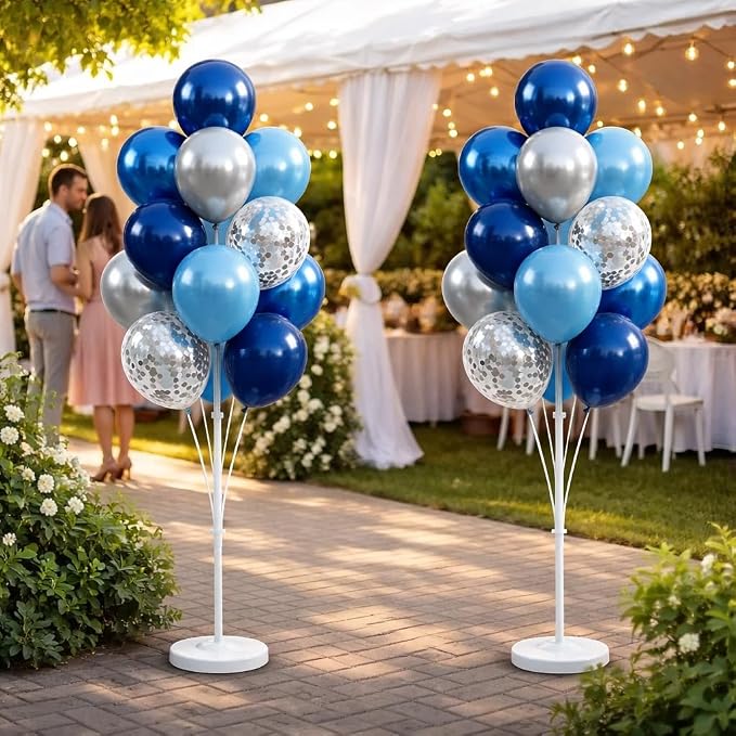 Navy Blue Silver Balloon Stand Kit, 2 Sets - Image 9