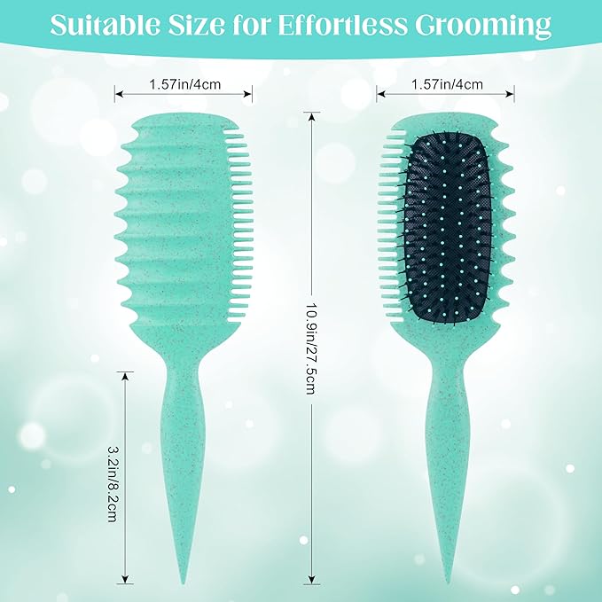 Curly Hair Brush for Detangling, Shaping and Defining Curls, Waves & Coils on All Light Wet or Dry Hair Types for Women and Men, Reduce Tangling, Curl Defining Brush, Cyan