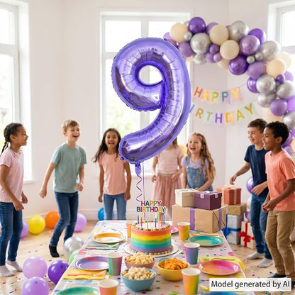 Purple Number 9 Balloon 40 Inch, Large Lavender Mylar Foil Number 9 - Image 7