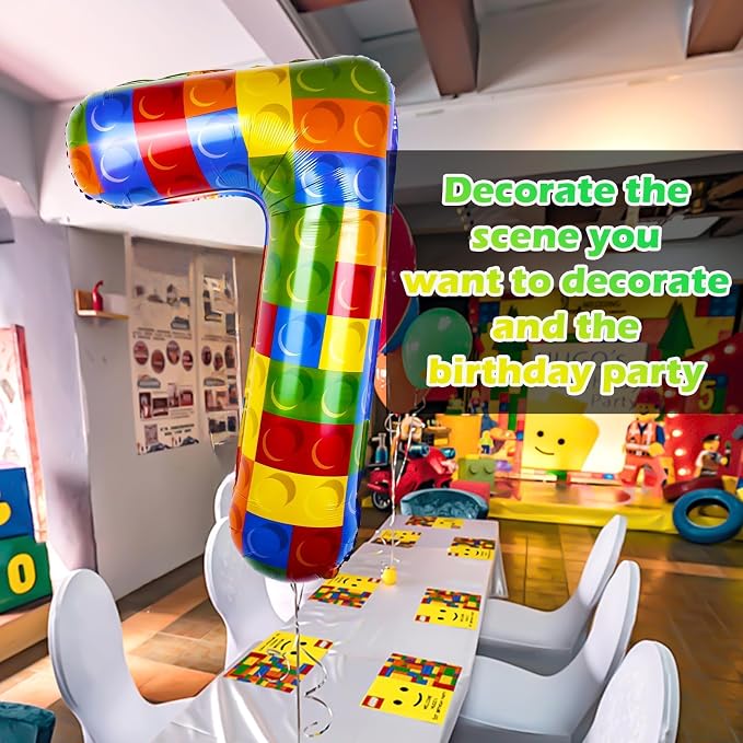 40 Inch Building Block Number Balloon Colorful Block Foil Balloons Block Themed - Image 4