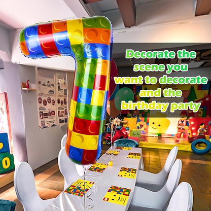 40 Inch Building Block Number Balloon Colorful Block Foil Balloons Block Themed - Image 4