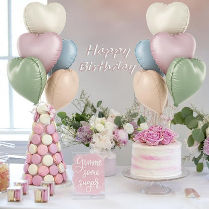 Pastel Colorful Heart Foil Balloons, 18Inch Heart Shaped Foil Balloon - Image 6