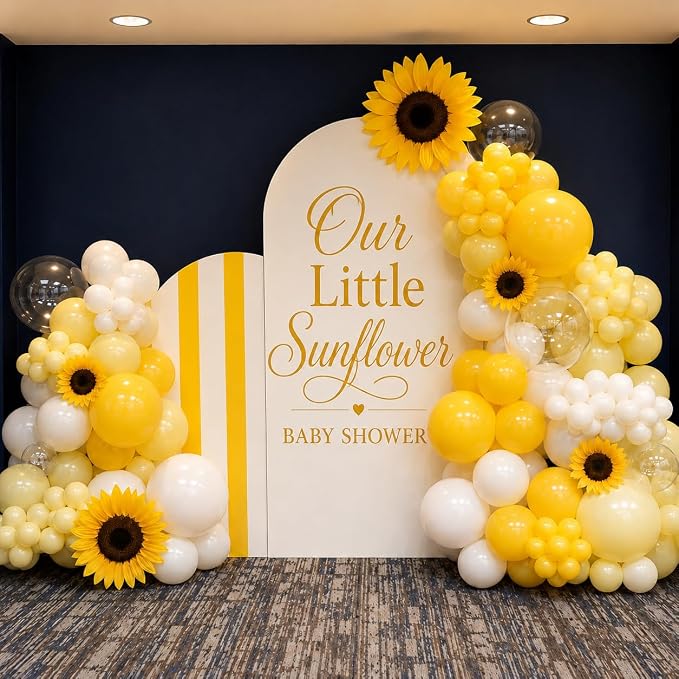 Yellow and White Balloons, 12Inch Pastel Yellow White Gold Confetti Balloons - Image 5