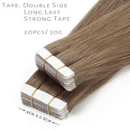 Lacer Hair Extensions Tape in Human Hair Chestnut Brown Skin Weft Remy Tape in Hair Extensions 14 Inch Full Thick Ends Adhesive Hair Pieces for Women 50g/20pcs