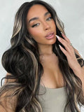 KLAIYI Bye Bye Knots Wear and Go Glueless Wig Highlight Blonde Body Wave 7x5 Pre Cut Lace Front Wig Human Hair Pre Plucked Bleached Ombre Hair with Dark Roots Chocolate Brown 30S Ready to Wear 24Inch