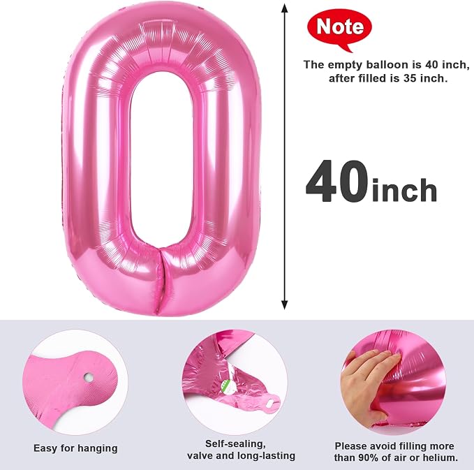 0 Balloon Number 40 Inch Pink Balloons - Image 5