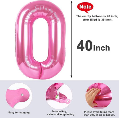 0 Balloon Number 40 Inch Pink Balloons - Image 5