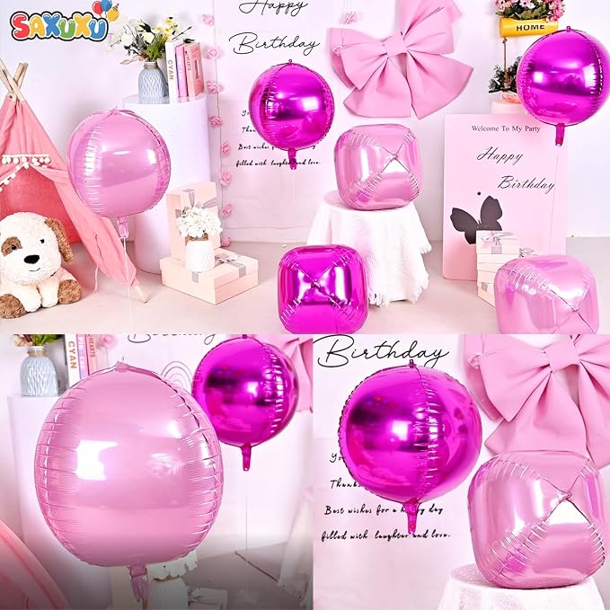 22 Inch Hot Pink Foil Balloons, Big Round Foil Balloon - Image 3